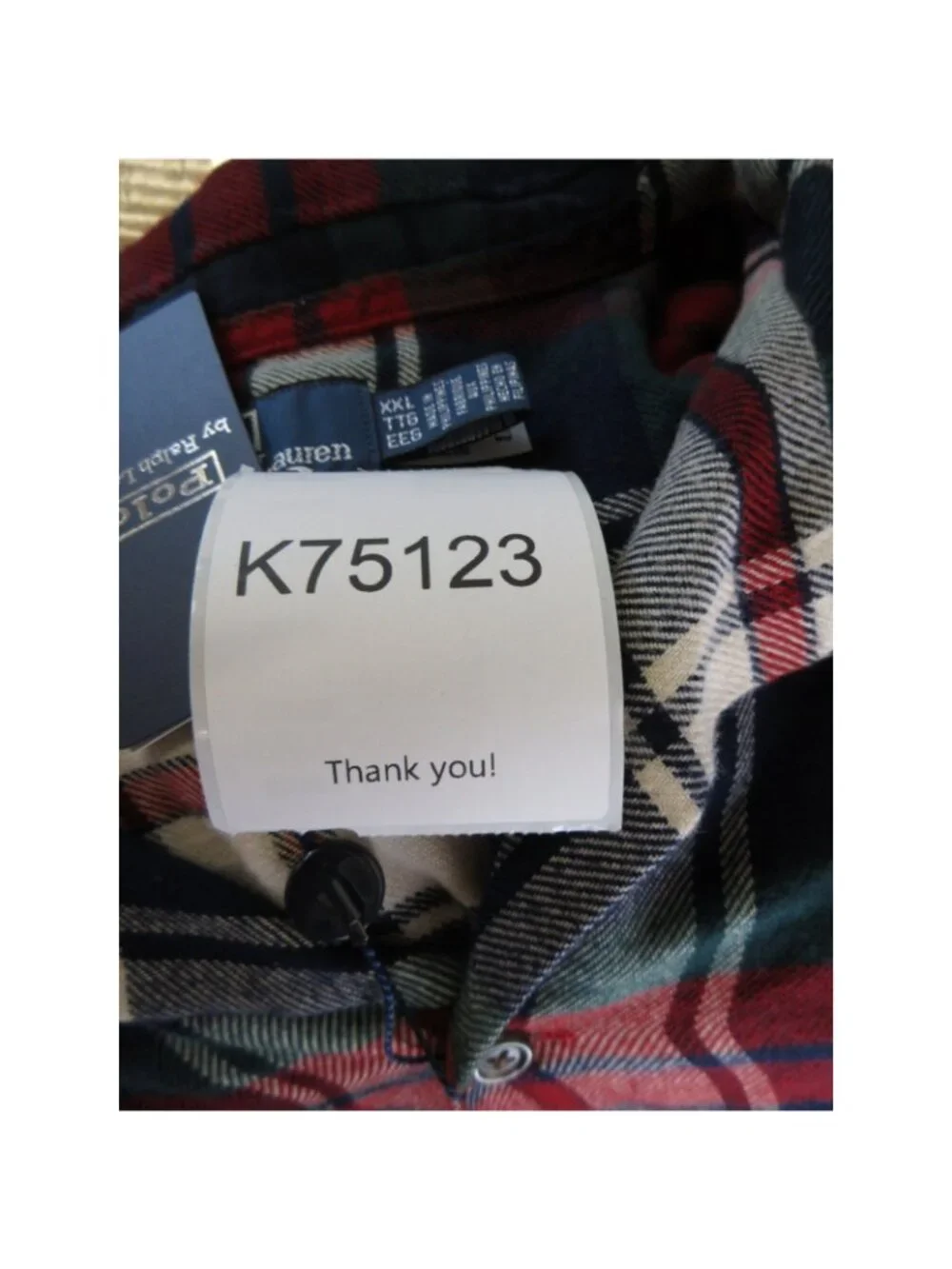 Polo Ralph Lauren Shirt XXL Flannel Loop Collar Plaid Classic Heritage
